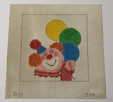Colorful Clown Hand-Painted Needlepoint Canvas Kris 5114 About 7" x 7.25"