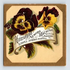 Household Sewing Machine Pansy Flower Victorian Trade Card 1890s 3.35" x 3.35"