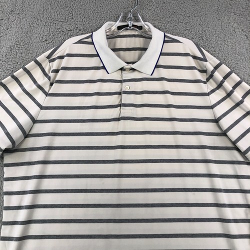 RLX Ralph Lauren Polo Shirt Mens Size XL Performance Golf White Gray Striped - Picture 3 of 12