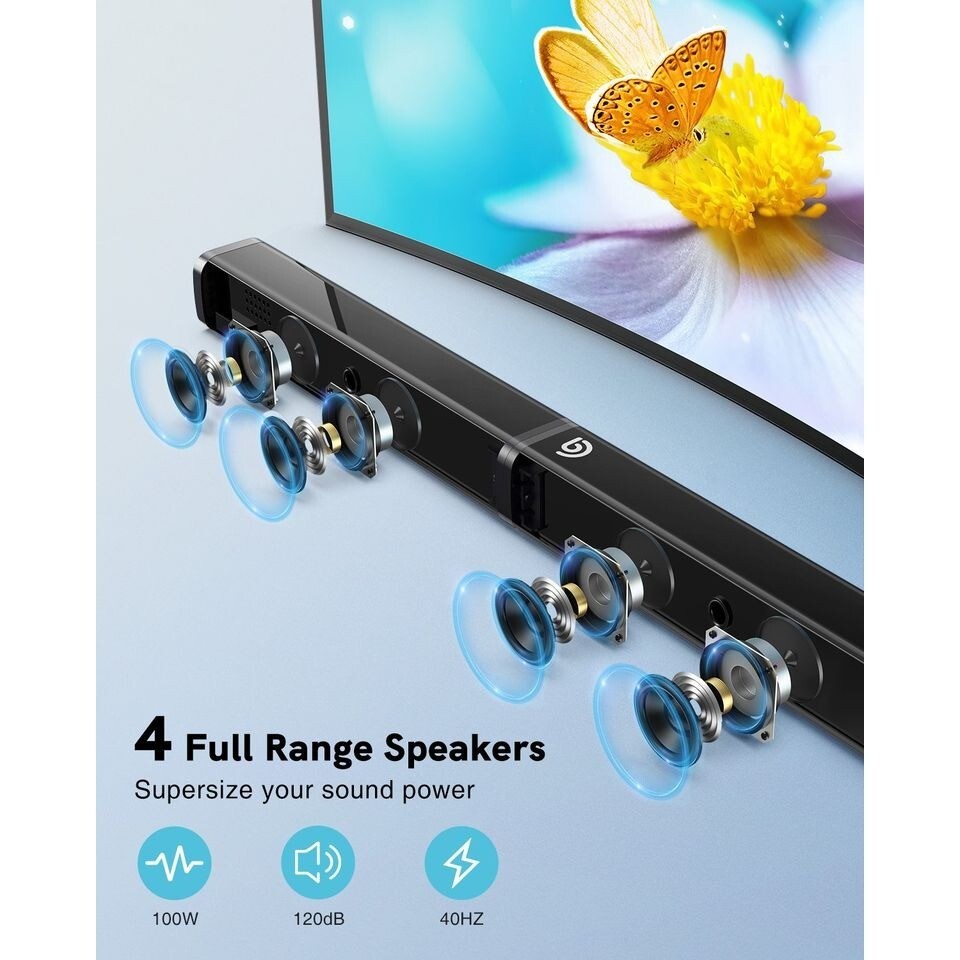 2.1 Channel TV Wired Sound Bar with Subwoofer, 100W Sound Bars for TV