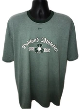 Vintage Nike Team Oakland A’s Athletics XL Shirt Ringer MLB Baseball Shamrock A6