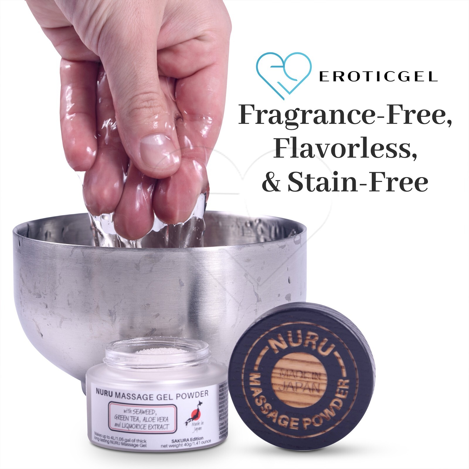 Nuru Massage Gel Powder with Aloe Vera, Seaweed, Green Tea and