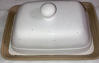 White Speckle Bisque Butter Dish Set of 2 by Signature Housewares