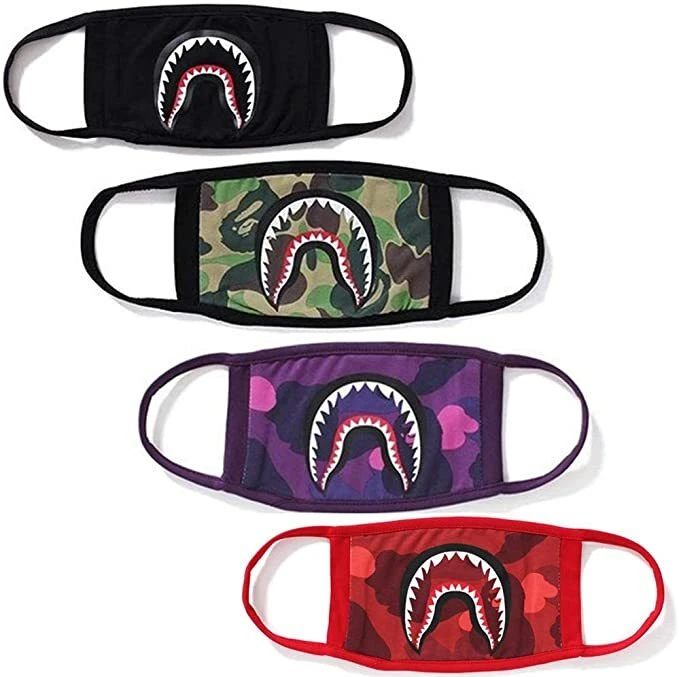Camo Shark Mouth Fashion Cotton Masks Half Face Mouth Mask Cover - Image 4 of 4