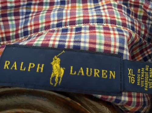 RALPH LAUREN Button Down Plaid Shirt L/S Red White & Blue - Picture 9 of 10