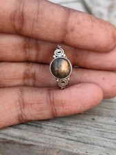 Solid 925 Sterling Silver Natural Labradorite Ring Gemstone Jewelry For Her C 10