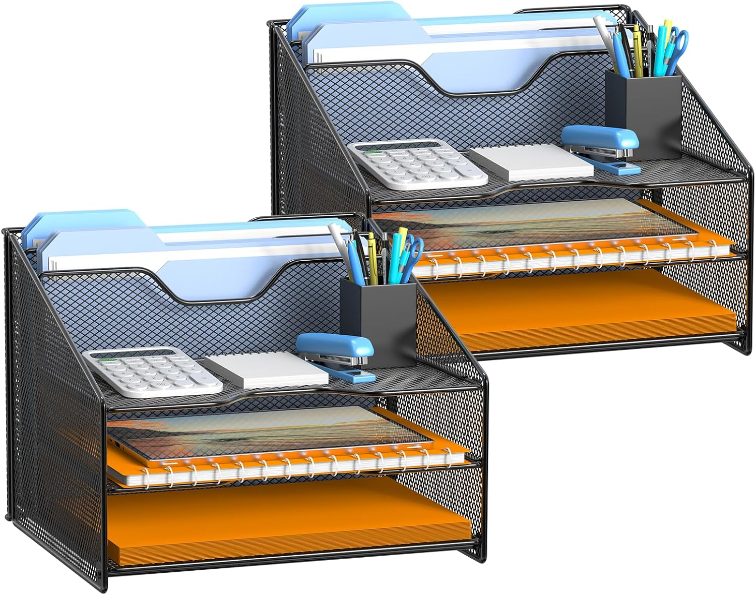2-Pack Mesh Desk Organizer Letter Tray & File Holder for Office Desktop-image