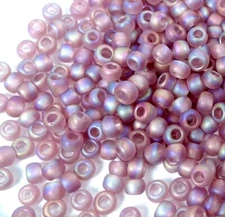 8/0 Fine Japanese TOHO Seed Beads -Transparent Rainbow-Frosted Lt Amethyst 10g