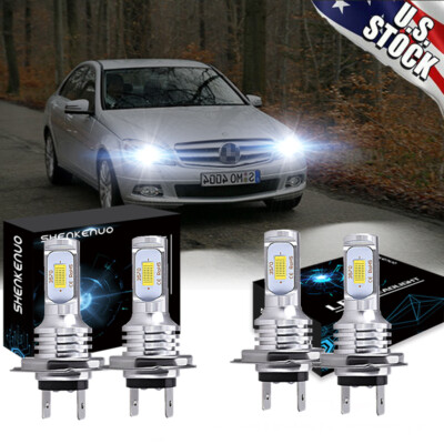 4X Combo LED Headlght Bulbs for Mercedes-Benz C250 C300 C350 H/Lo