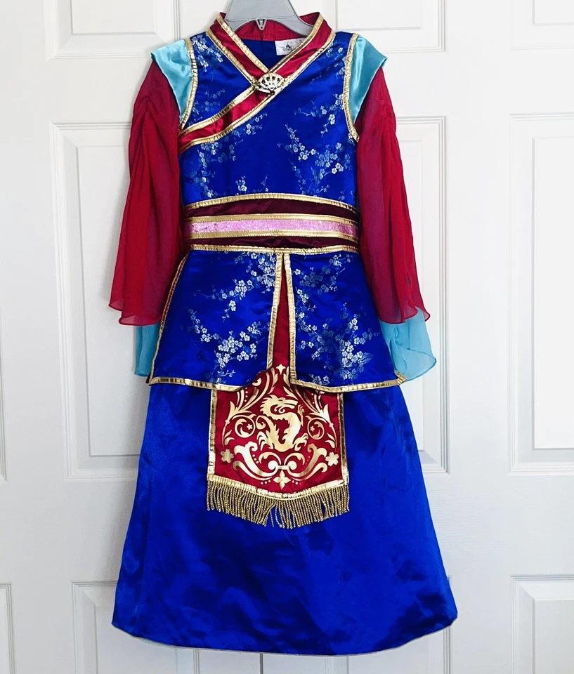 Disney Store Girls Blue 2 Pc Warrior Princess Mulan Costume Dress sz M (7-8) EC - Image 3 of 4