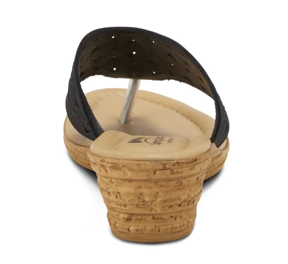 Spring Step Womens Tiffany Floral Cutout Leather Thong Sandal - Black NEW - Image 3 of 4