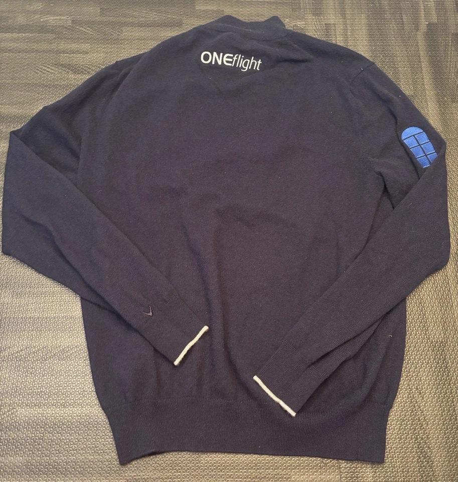 Callaway Max Greyserman PGA Tour Issued 1/4 Zip 100% Cashmere Sweater Men M Navy - Image 4 of 4