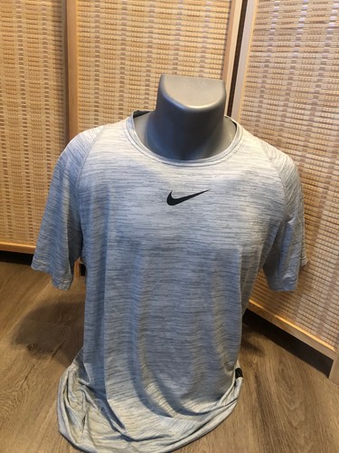 Nike PRO SS Men's Short Sleeve Shirt Dri-Fit Active-Wear Gray Static Large L 796