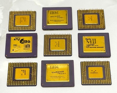 Lot of 9 x Ceramic Gold Cap CPUs Processors 486 - Gold Recovery and Collectibles