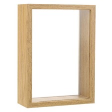4x6 Wooden Dried Flower Display Photo Frame Double Sided Acrylic, Natural Color