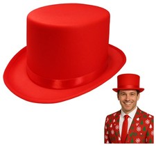 Red Adult Satin Top Hat Magician Gentleman Roaring 20s Tuxedo Formal Costume