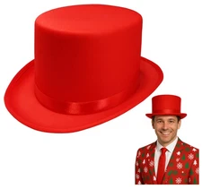 Red Adult Satin Top Hat Magician Gentleman Roaring 20s Tuxedo Formal Costume