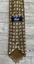 Corbata Pfizer Viagra azul píldora 100 % seda geométrica dorada amarilla para hombre 3,75x58