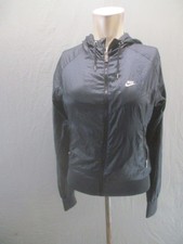 Nike Size XS Women Black Hooded Full Zip Long Sleeve Lined Sport Jacket 613