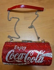 Coca-Cola VTG Red Crystal Barrel Crossbody Wristlet Clutch Purse Forever 21