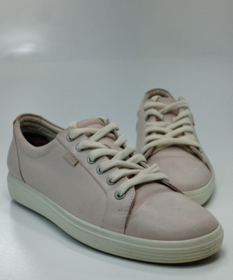  Ecco Soft 7 Danish Design Women's Soft Rose Leather Lace Up Trainers Size 9 