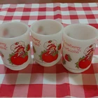 American Greetings Strawberry Shortcake Vintage Milk Glass Mug Set 3pc 8oz