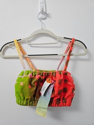 Paolina Russo SSENSE Exclusive Towel Bralette XS Green Printed Crop Top