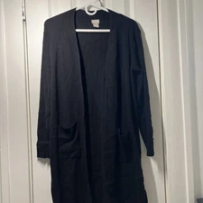 Chico’s Women’s Black Open Front Cardigan Sweater Size Medium Cozy M