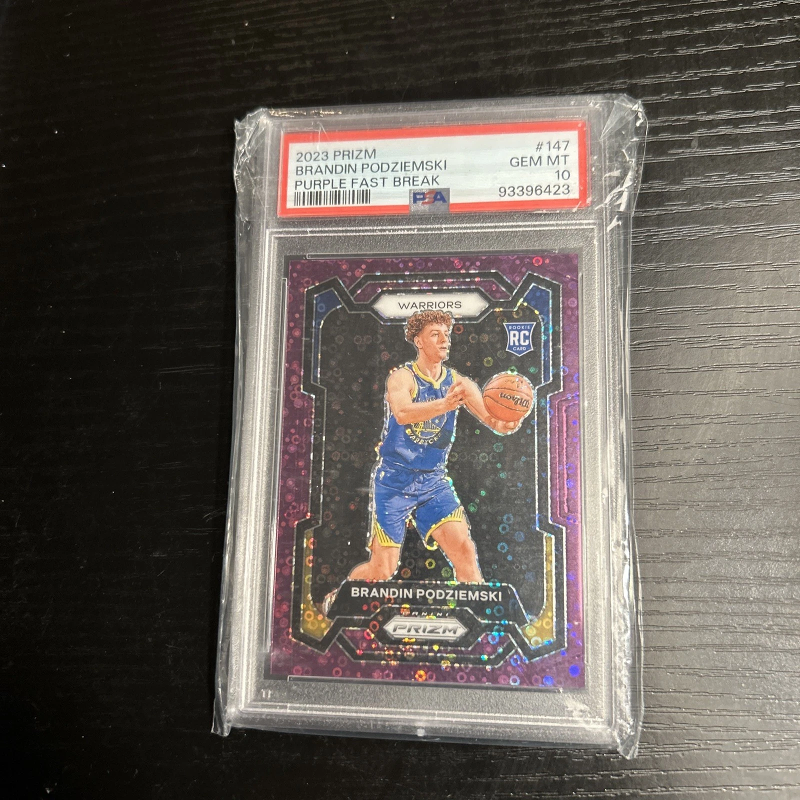 2023-24 Panini Prizm - Brandin Podziemski #147 purple Fast Break Prizm (RC) /75