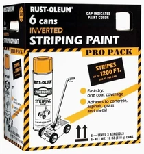 P2593849-6PK Professional Inverted Striping Spray Paint, 18 Oz, White, 6 Pack