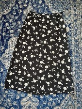 Vintage Midi/Maxi Skirt, Chaus Petite, Women Petite 8, B/W Floral Skirt, Grunge