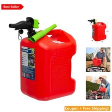 Safe Efficient 5 Gallon Gas Can - Spill Proof Spout and Bonus Funnel Included