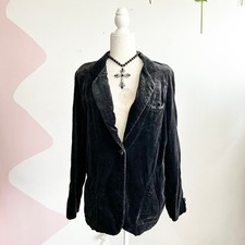 Vintage Velvet Gothic Victorian Button Blazer Jacket Black Size Medium