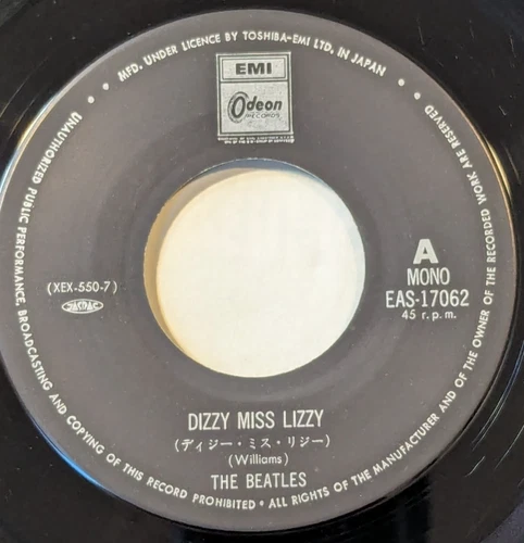 The Beatles ~ Dizzy Miss Lizzy /Anna 1980 RE Japan Odeon EAS-17062 45RPM MONO NM
