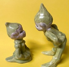 Set of  2 - Vintage 50s - Pixie / Elf Ceramic...