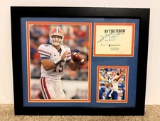 Tim Tebow Signed Book Page Cut Auto Framed Florida Gators BAS QR