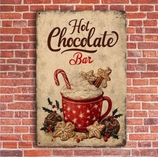Christmas Metal Sign HOT CHOCOLATE BAR  EXTRA LARGE 16 x 12