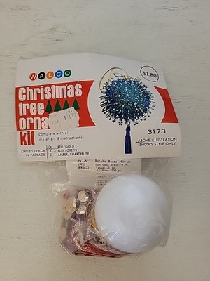 Vintage Walco Push Pin Sequin Beaded Christmas Ornament Kit #3173
