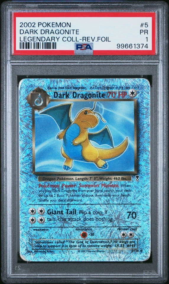 🔥 PSA 1 POOR DARK DRAGONITE REVERSE HOLO | LEGENDARY COLLECTION 5/110 🔥 - Image 2 of 4