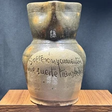 Spanish Folk Art Rustic Pottery Water Jug Pitcher Earthenware Terracotta