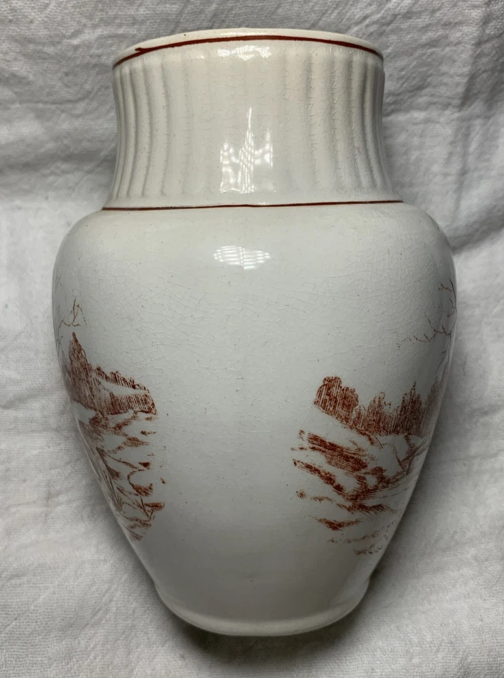 Антикварная щетка для бритья Knowles Taylor Knowles Iowa банка или ваза зимняя сцена - Изображение 4 из 4