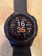 Garmin Fenix 6 Pro GPS Smartwatch Black 47mm PRISTINE SCREEN N Strap
