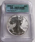 2006-P ICG PR70 Rev Proof AMERICAN SILVER EAGLE COIN -from 20th Anniversary Set~