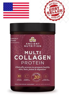 Ancient Nutrition Multi Collagen Protein 16oz 10 Types Collagen Vitamin C