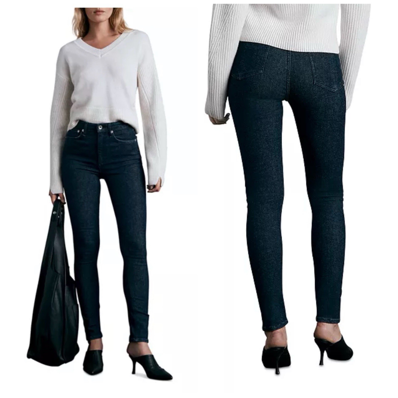 NWT Rag & Bone $255 Nina High Rise Skinny Jeans in Bright Rinse Size: 24