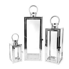 Allgala 3-PC Lantern Set 23 Inch Jumbo Deluxe Modern Indoor/Outdoor Candle La...