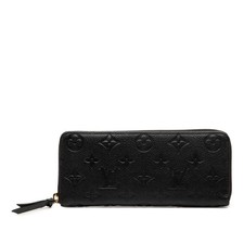 Louis Vuitton Monogram Empreinte Clemence Wallet Pre-Loved Long Wallets Black