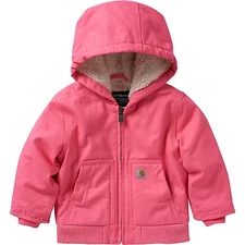 Carhartt 9564-G Girl's Active Hooded Jacket Pink Flannel sherpa lined New