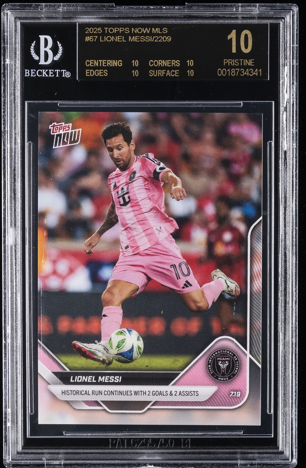 2025 TOPPS NOW MLS #67 LIONEL MESSI BGS 10 BLACK LABEL view 1