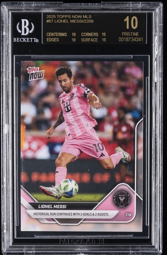 2025 TOPPS NOW MLS #67 LIONEL MESSI BGS 10 BLACK LABEL
